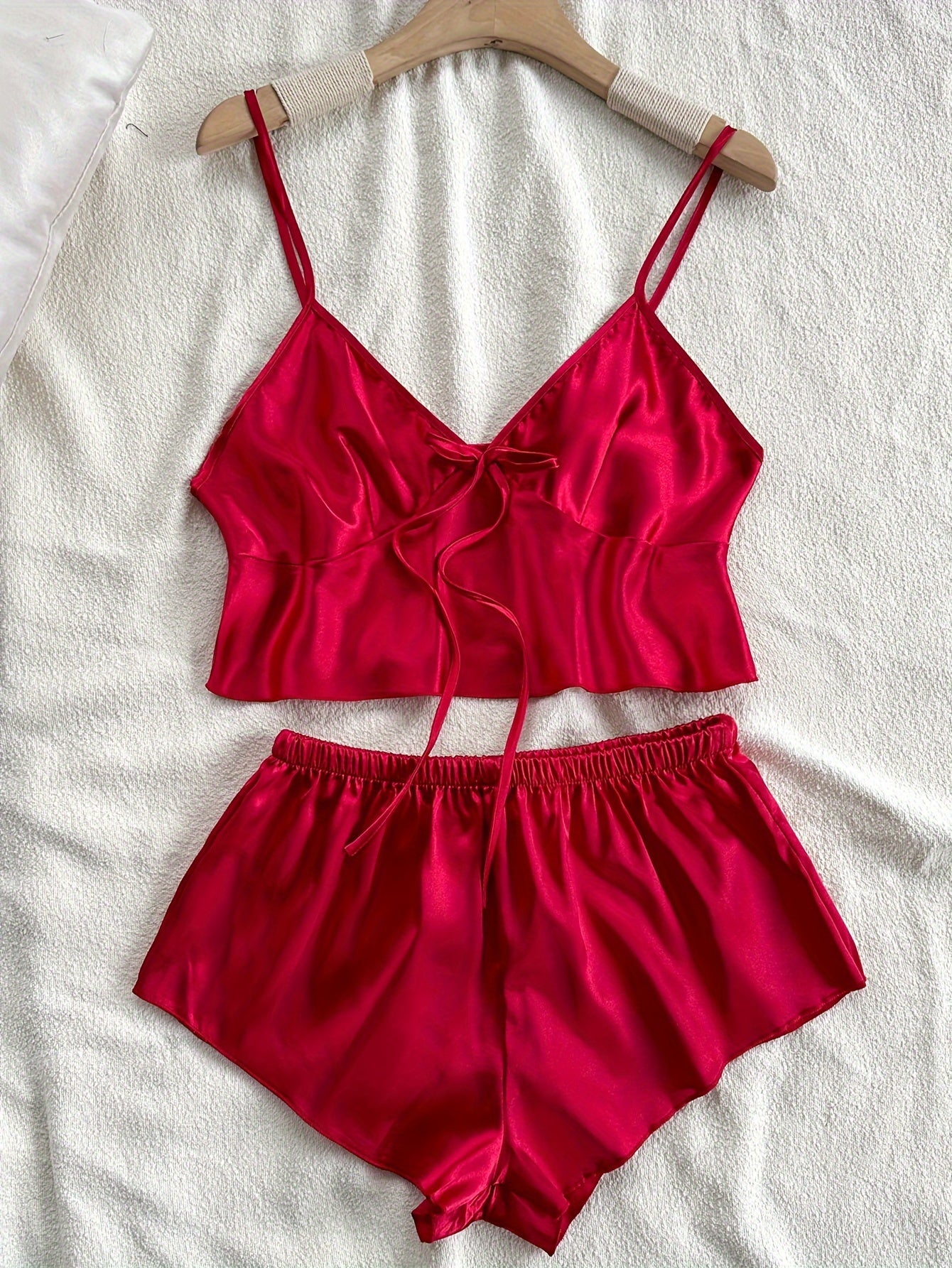 Black Mini Thong Shorts and Sexy Pajama Set for Valentine's Day Lingerie