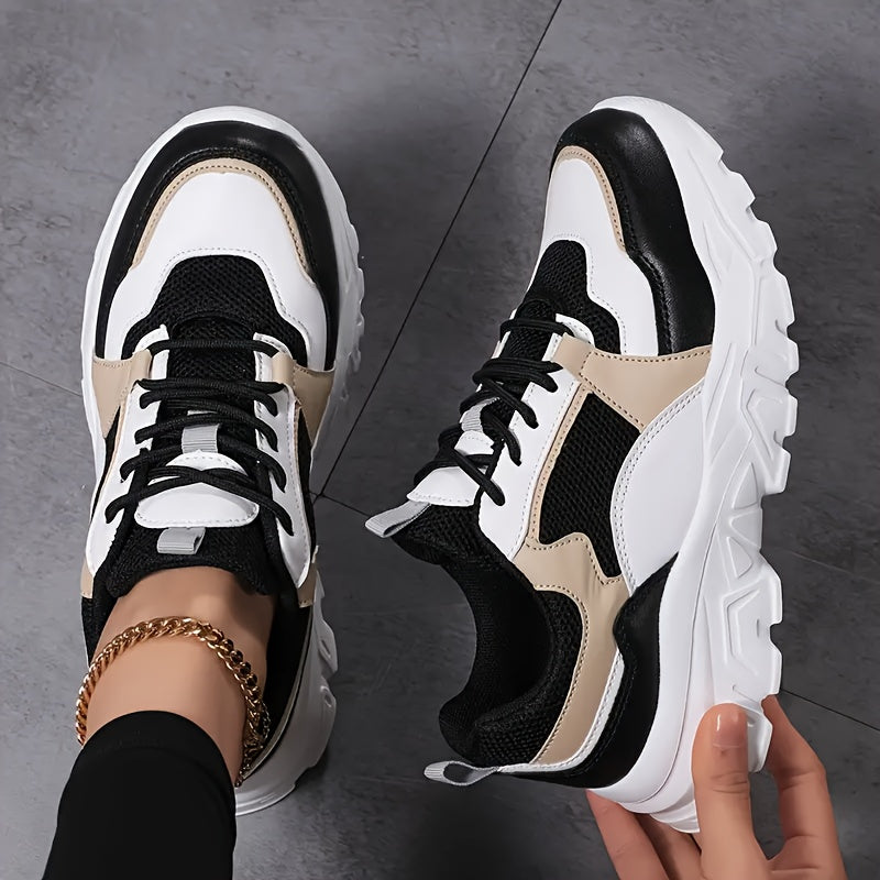 Women's Mesh Chunky Sneakers Casual Running Travel Black Gold