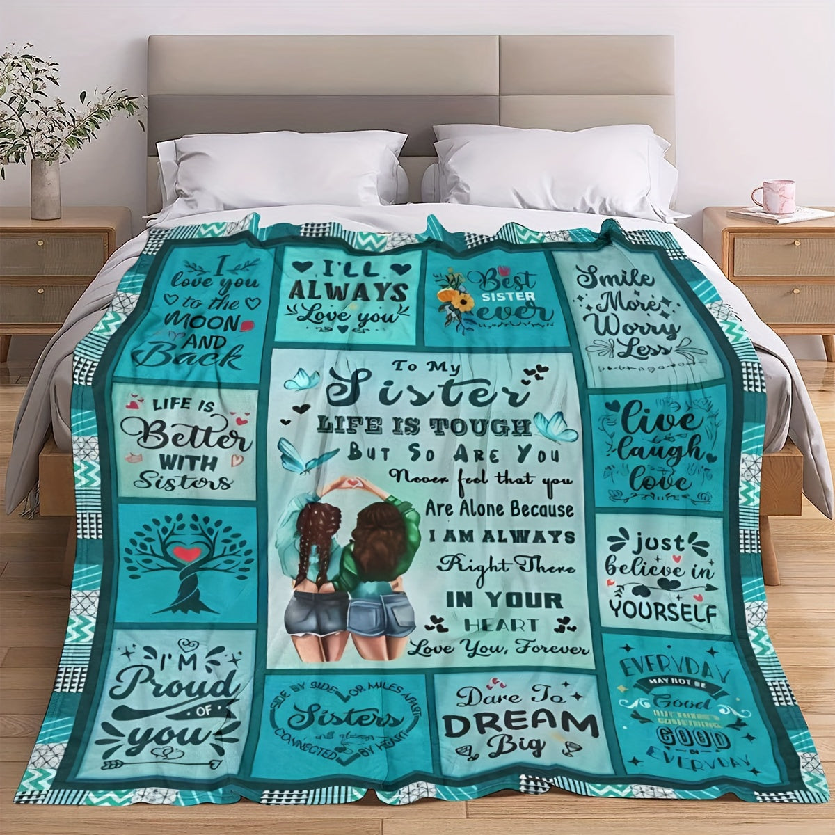 Flannel Fleece Throw Blanket for Women and Girls Digital Print Cozy Polyester Bed Sofa Chair Decor