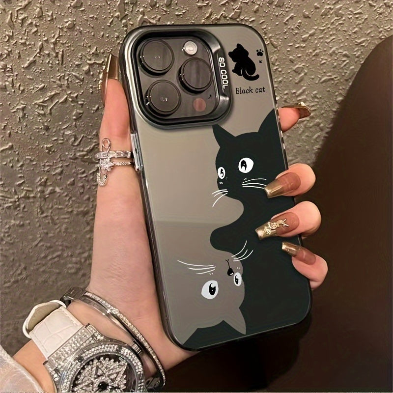 Upside-Down Cat Phone Case for iPhone Anti-Fall Non-Slip Acrylic Protective Cover