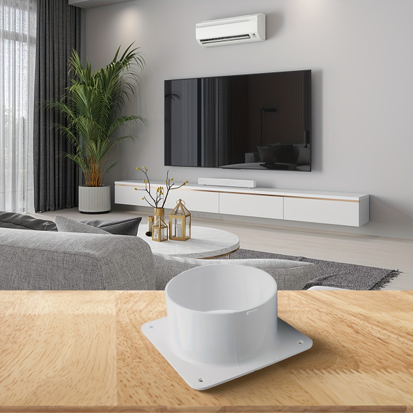 Conector de plástico blanco en forma de cuadrado para conducto de ventilación de aire acondicionado