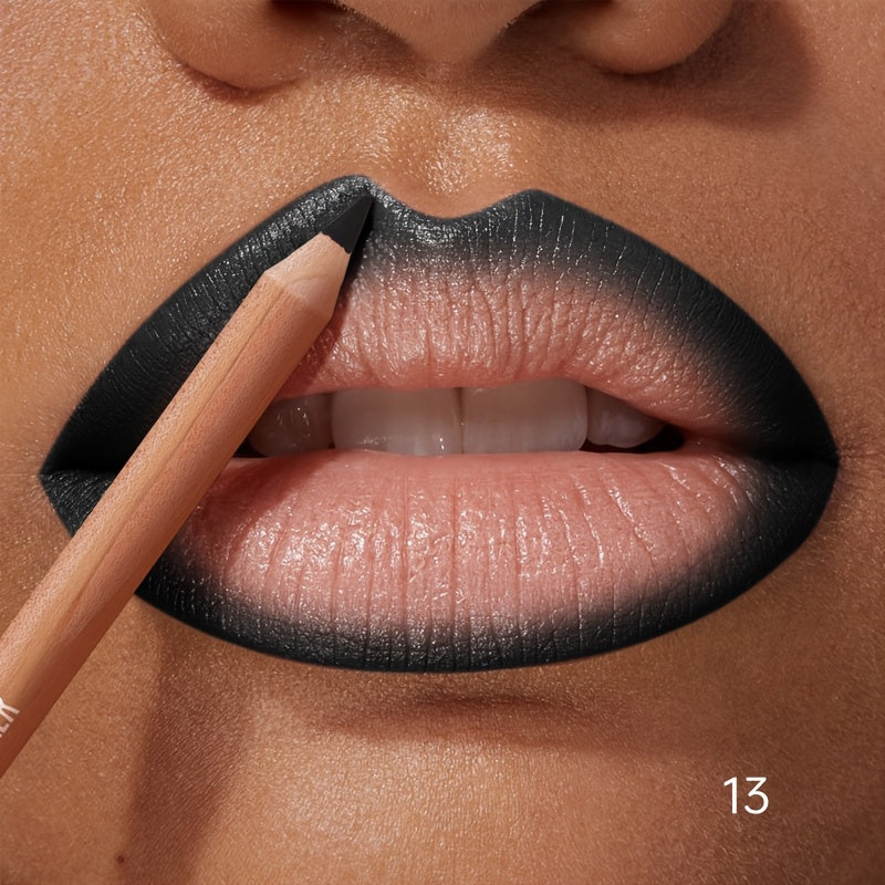 Lápiz delineador de labios mate para mujer, 12 colores, de larga duración, a prueba de manchas
