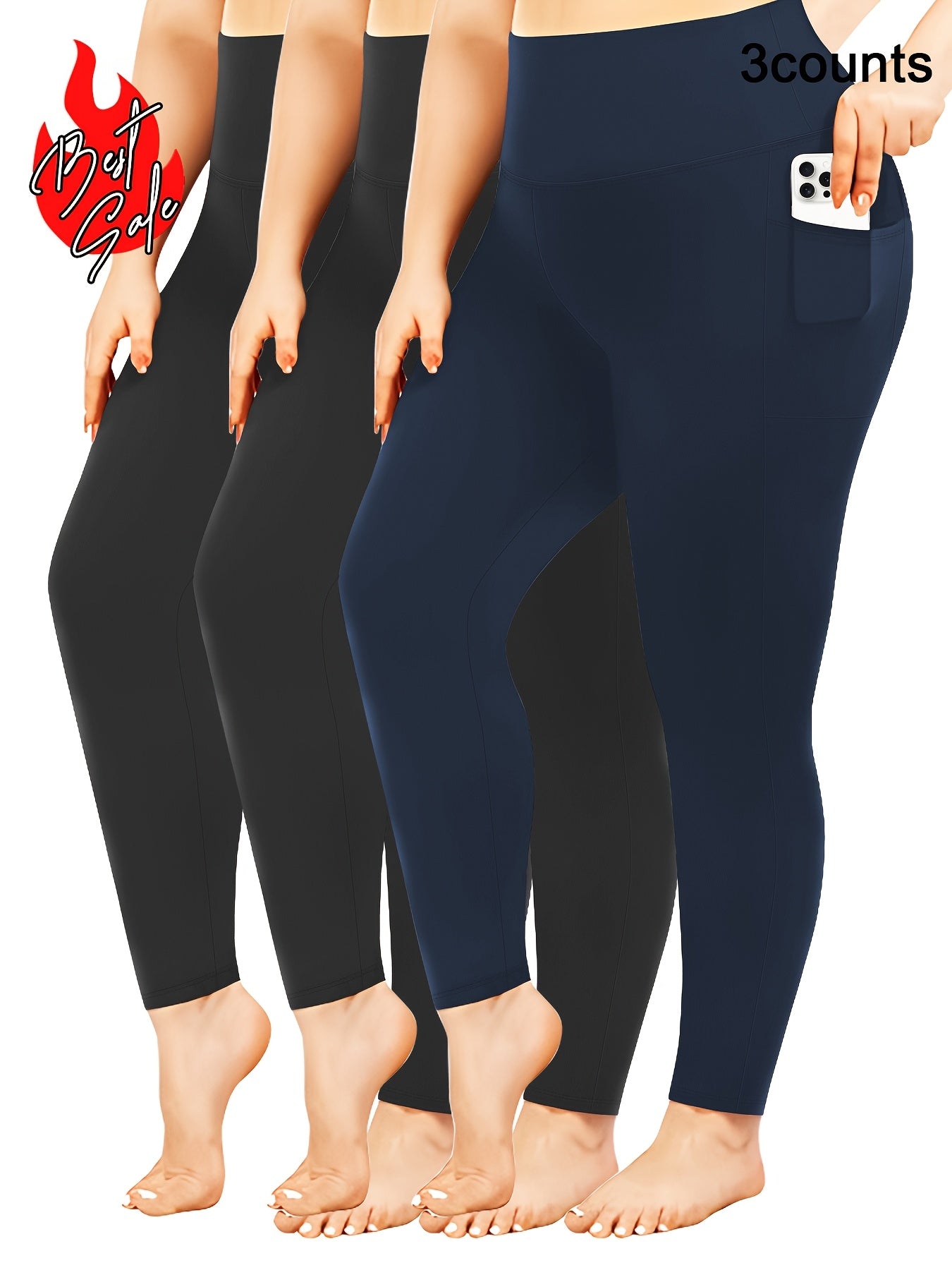 Plus Size Women’s Leggings High Waist Tummy Control Soft Yoga Pants for Workout