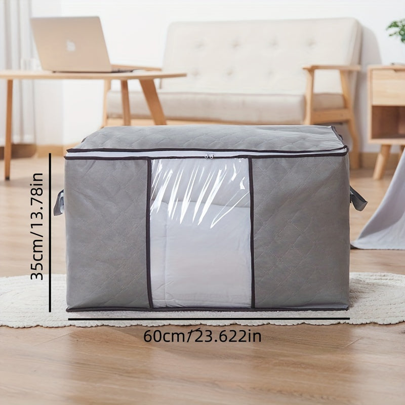 Bolsa organizadora de almacenamiento extra grande con ventana transparente y cremalleras duraderas para ropa de cama y edredones