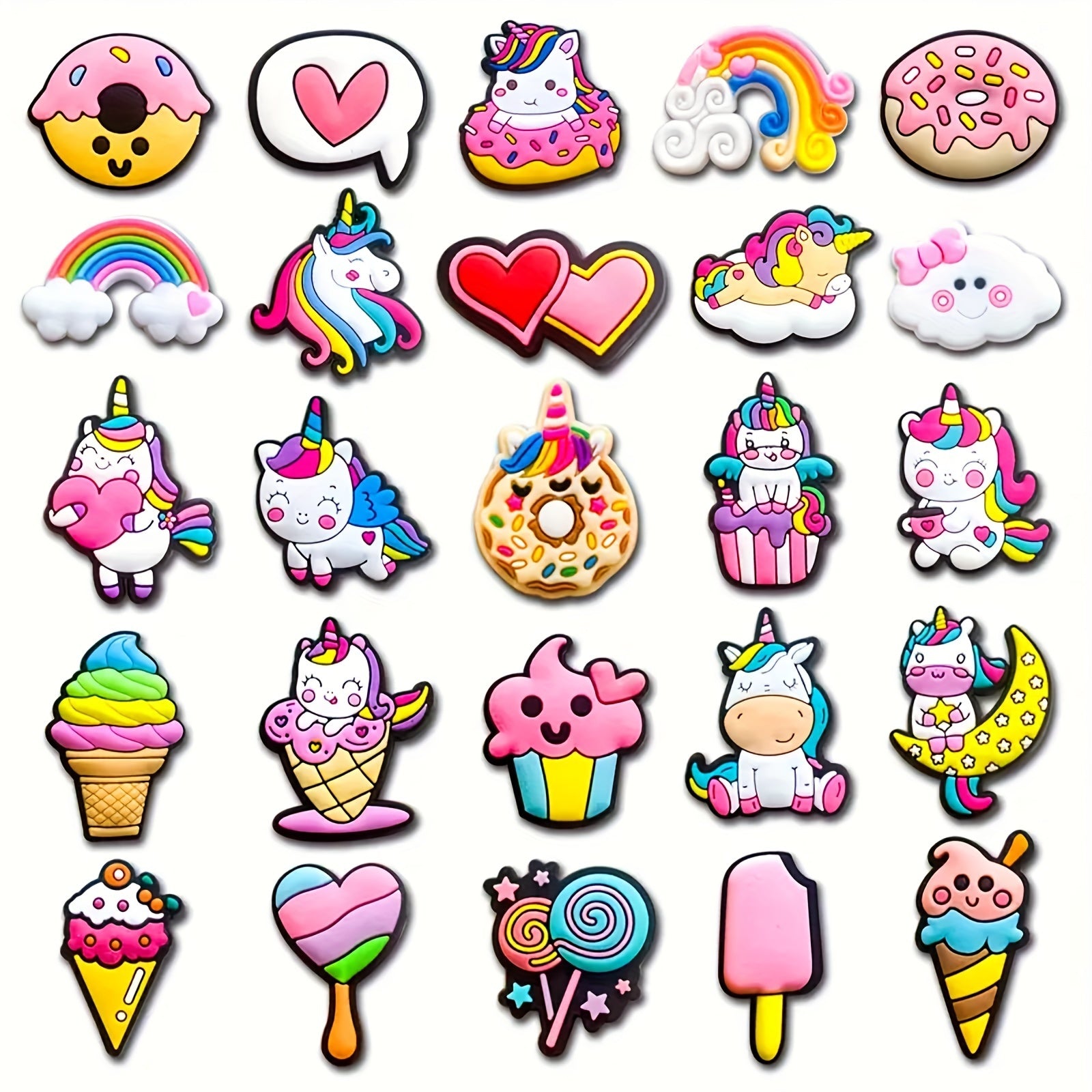 Kids Unicorn Shoe Charms Rainbow Shoe Accessories Party Favors 10/23pcs