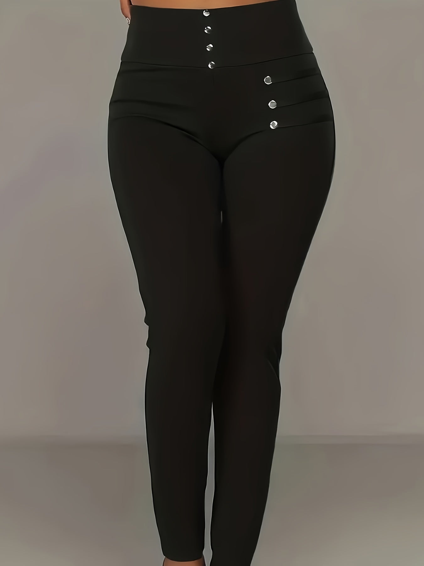 Women's Skinny Pants Polyester Elastane Knit All-Season with Stud Details