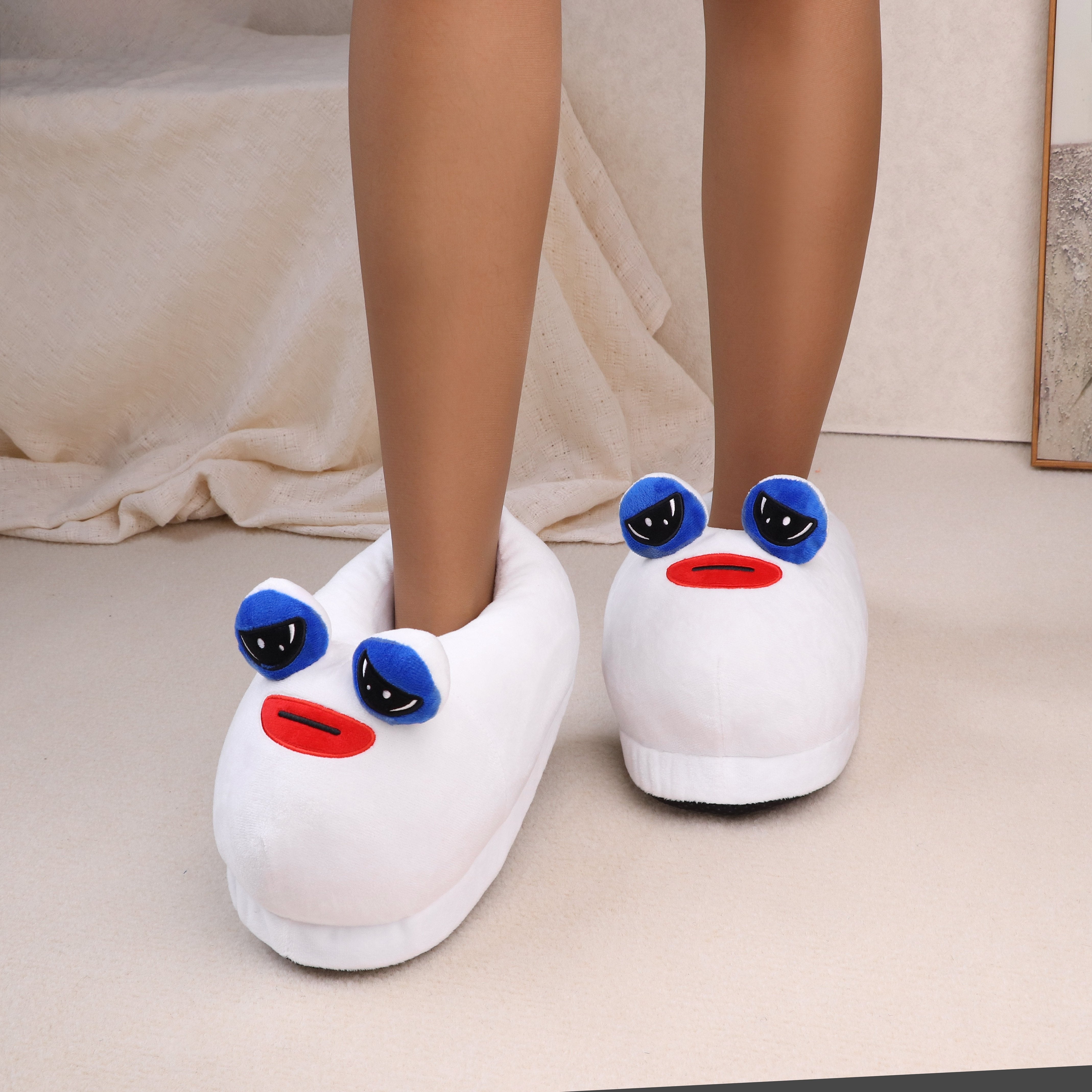 Girls Plush Lined Cute Frog Slippers Indoor Indoor Slippers