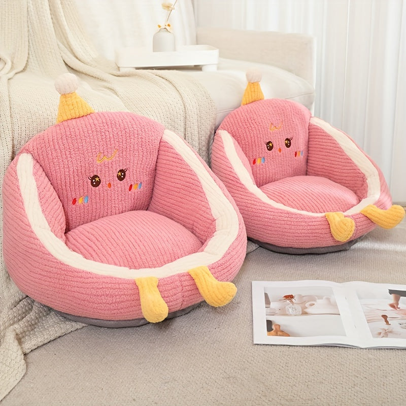 Round Polyester Cushion for Full Body Support, Machine Washable Pink Gaming Seat Pad