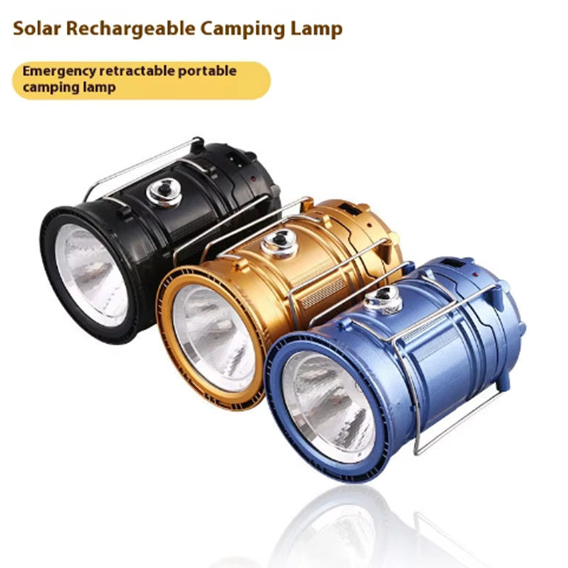 Portable Solar LED Camping Lantern with Retractable Hanging Handle