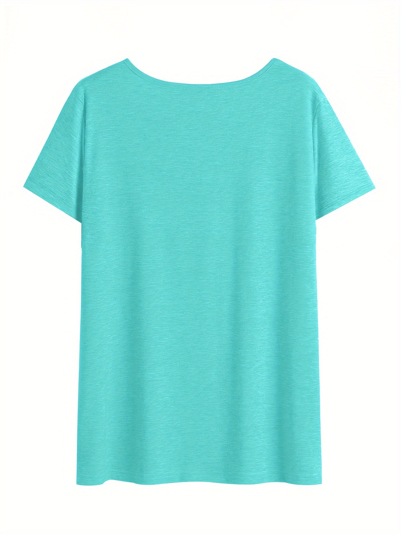 Plus Size Women's V-Neck T-Shirt Geometric Dragonfly Print Mint Green Black