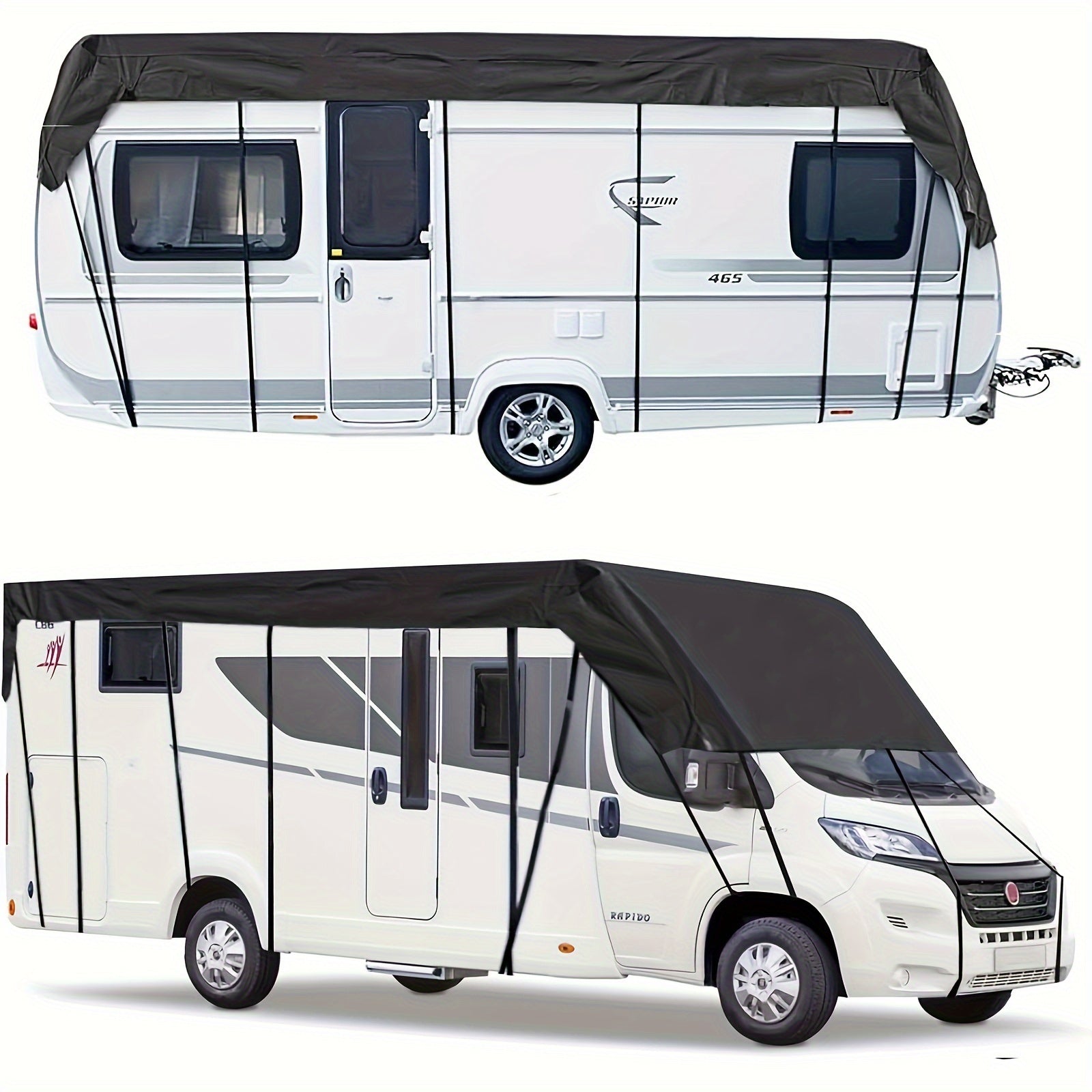 Large RV Cover Oxford Cloth Windproof Rainproof Dustproof Trailer Tent