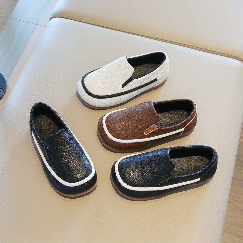 Boys Toddler Slip-On Loafers Rubber Sole PU Material British Style All-Match