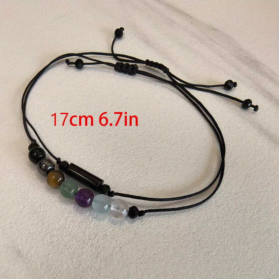 Vintage Alloy Adjustable Bracelet with Artificial Crystal Tourmaline Labradorite Amethyst for Energy Cleansing and EMF Protection