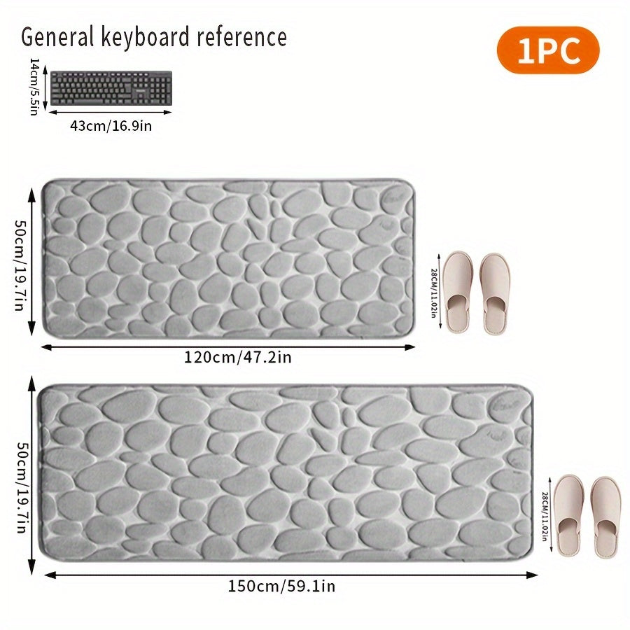 Quick-Dry Pebble Bath Mat Non-Slip Sponge Floor Mat for Bathroom Kitchen Laundry Bedroom