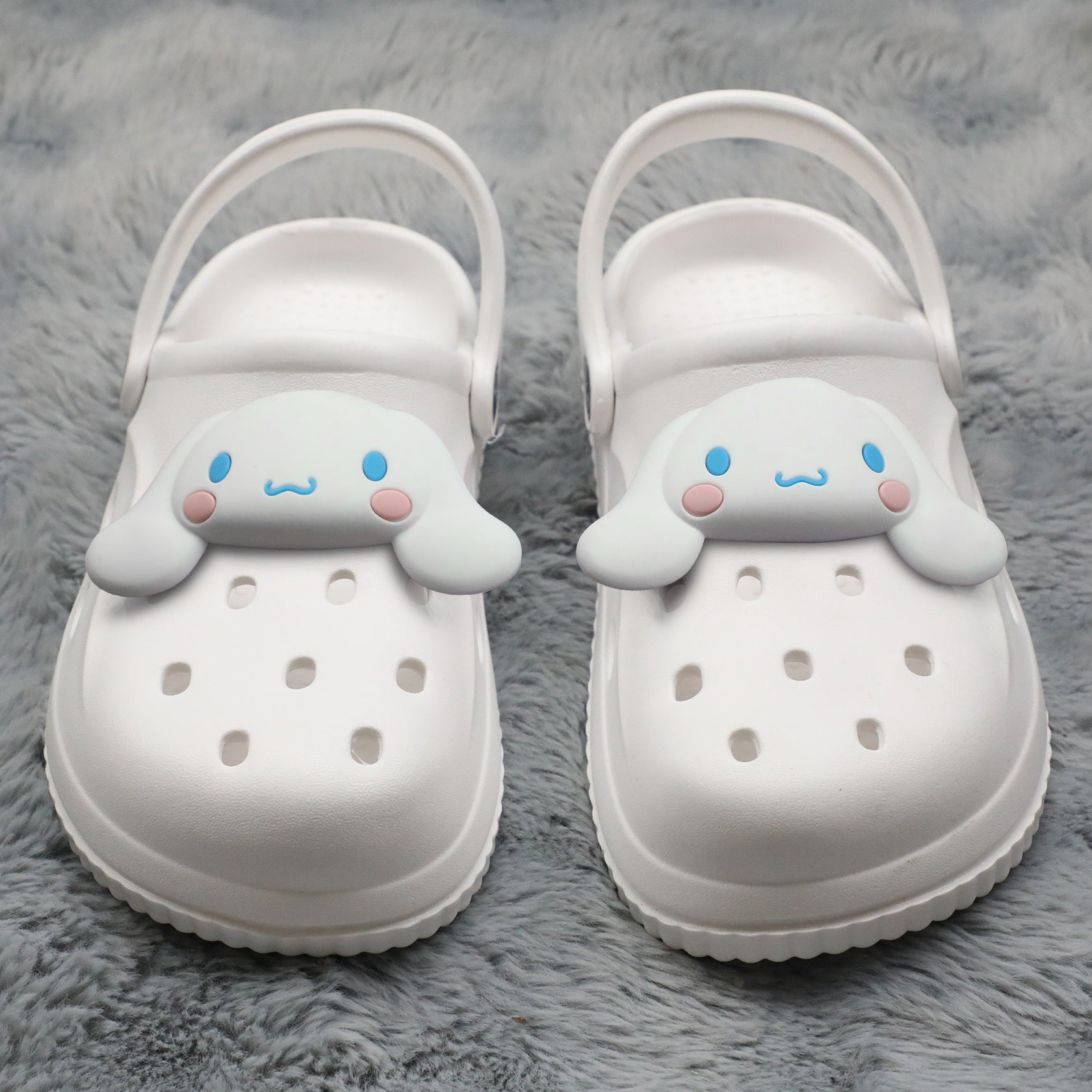 Unisex EVA Clog Slippers with Cartoon Pattern Black White Indoor Outdoor