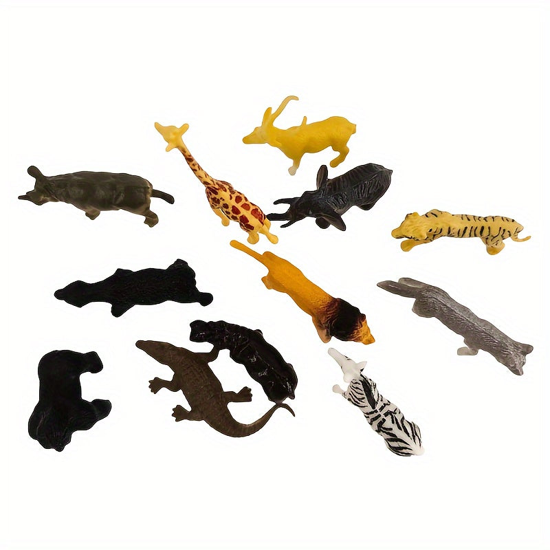 12-Piece Wildlife Animal Figurines Set for Kids Ages 3+ PVC Mixed Color