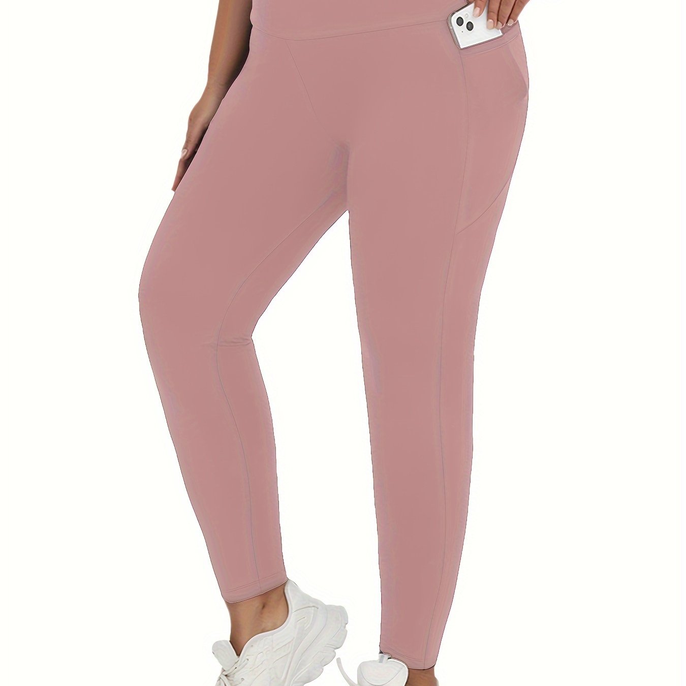 Plus Size Soft Leggings With Pockets For Women High Waist Yoga Running