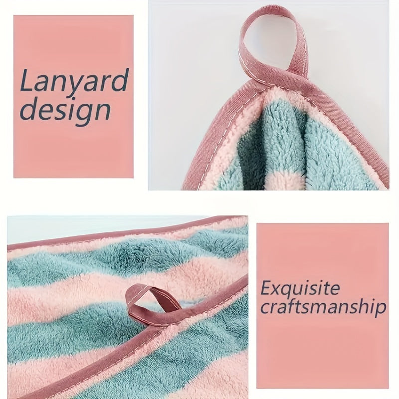 4-Piece Coral Fleece Towel Set Geometric Pattern Quick-Drying Absorbent Bathroom Essentials