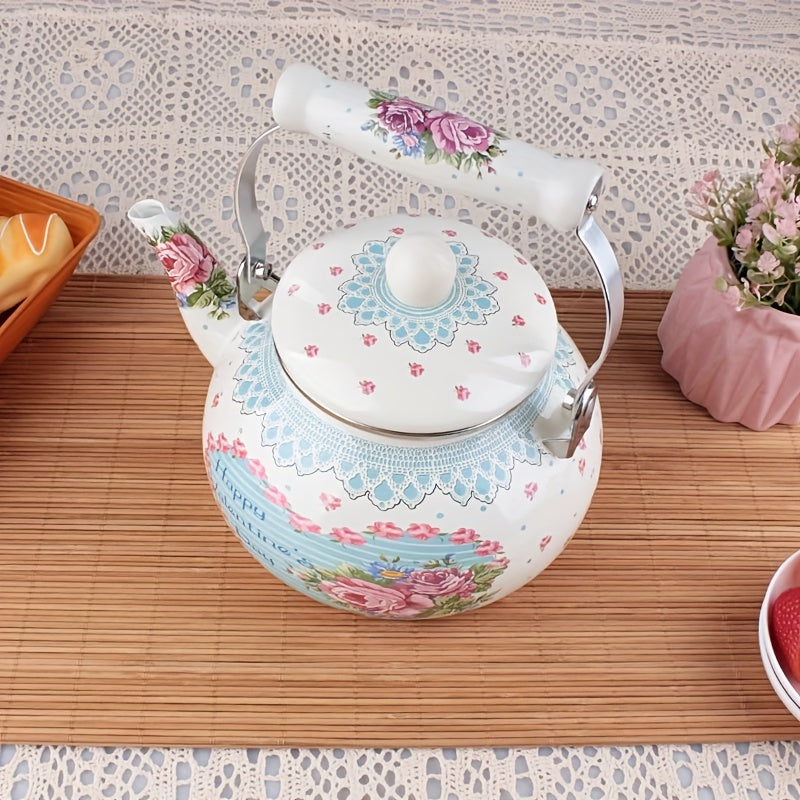 Enamel Porcelain Water Kettle 2.5L Thickened Flat Bottom for Home Use Induction Gas Stove