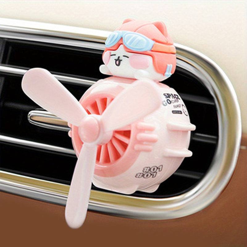 Cute Cartoon Duck Car Air Freshener Rotating Propeller Vent Fan Decoration