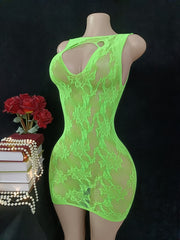 Vestido de lencería de red para mujer, malla sexy, body, vestido de playa, talla única