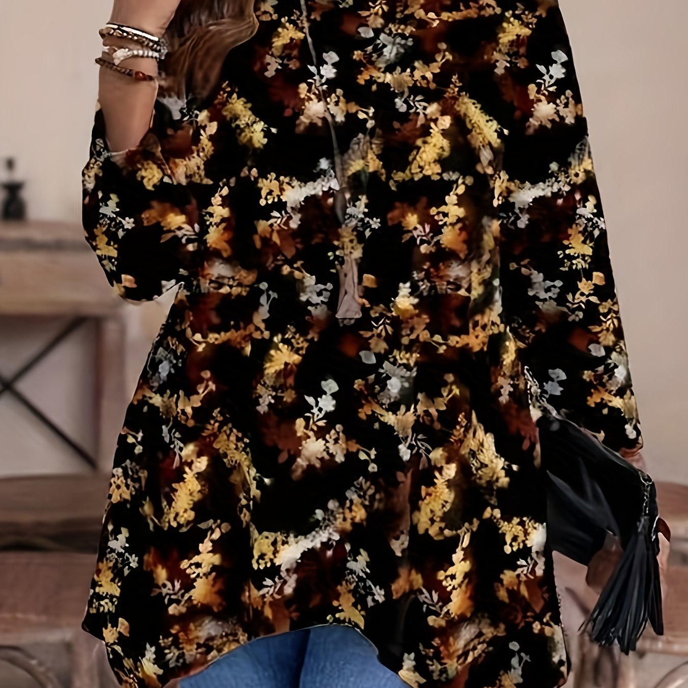 Plus Size Floral Print T-Shirt Women’s Casual Short Sleeve All-Season Top