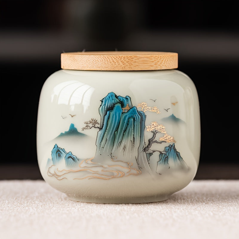 Ceramic Tea Storage Container for Loose Leaf Tea and Coffee Beans Kitchen Organizer