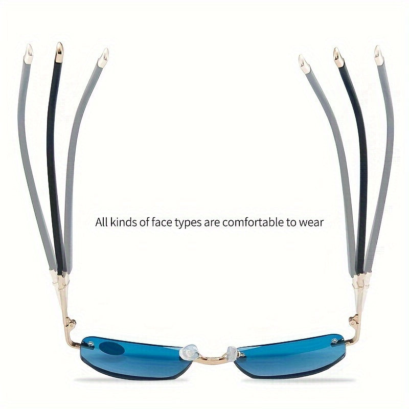 Unisex Blue Faceted Lens Reading Glasses with Metal Frame