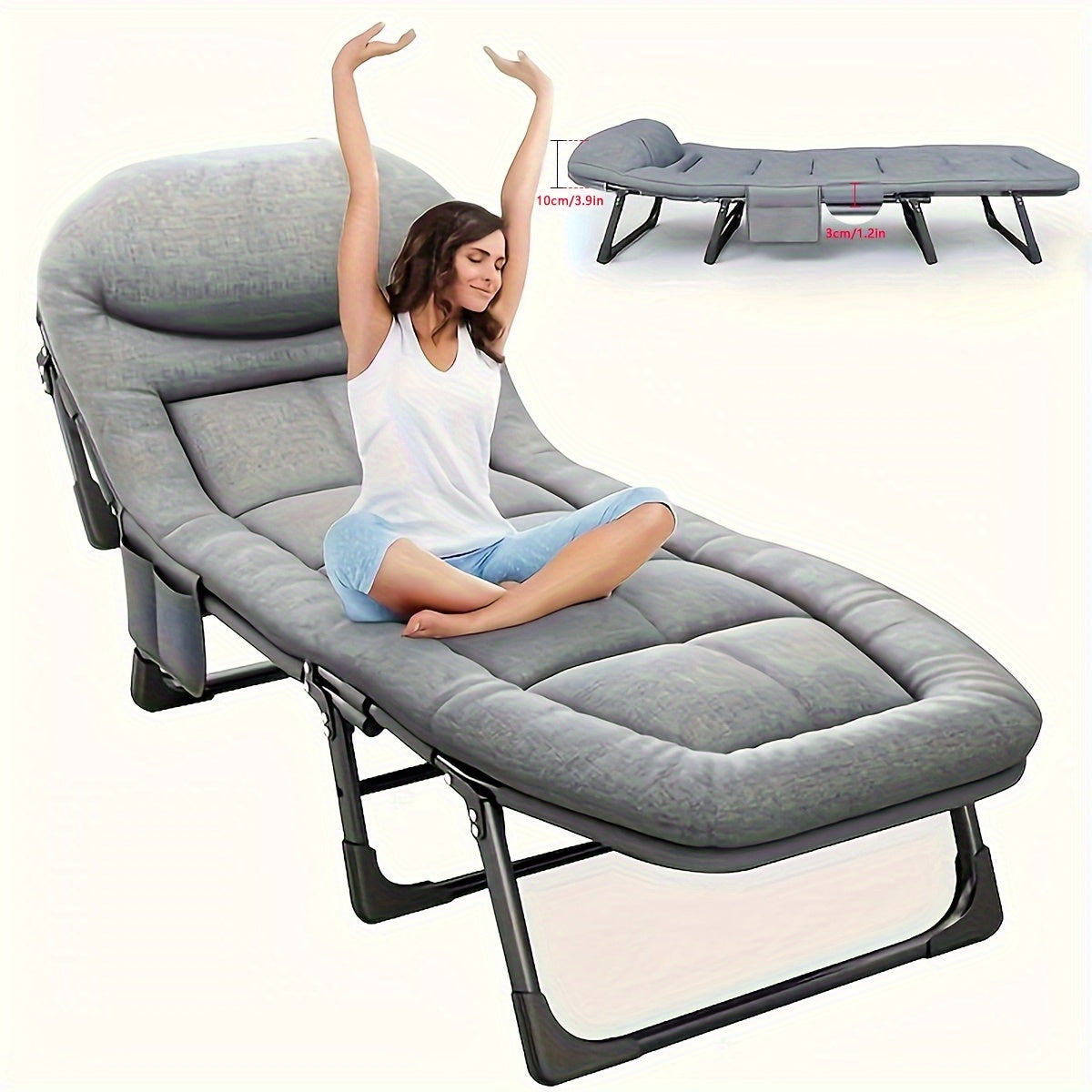 Foldable Single Sofa Bed for Camping Travel with Soft Cushions and Pillows
