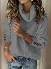 Plus Size Women's Turtleneck Sweater Polyester Knit Long Sleeve Autumn Winter