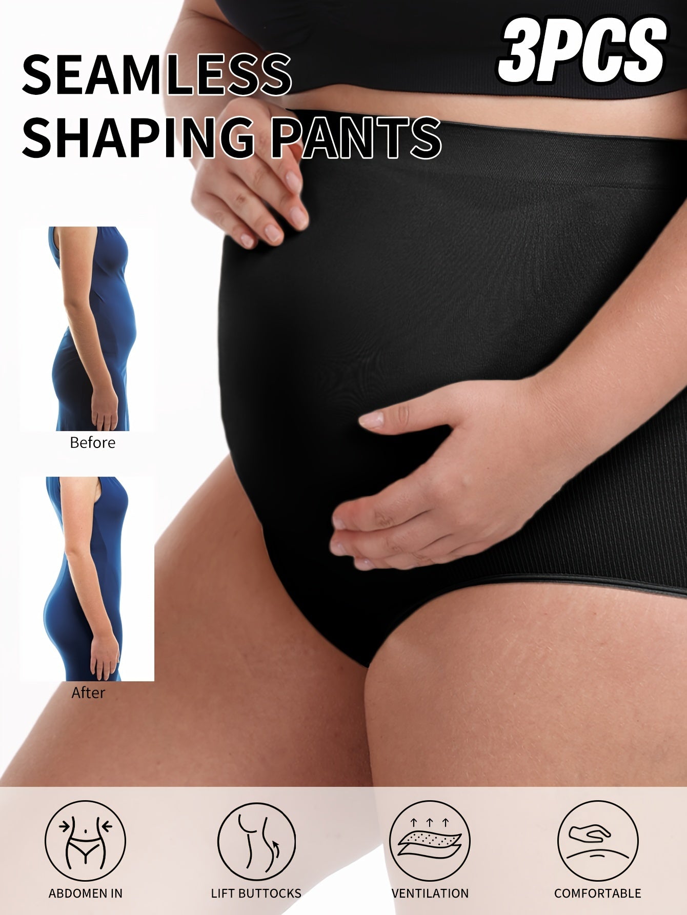 Plus Size Women's Tummy Control Seamless Yoga Panties 3 Pack