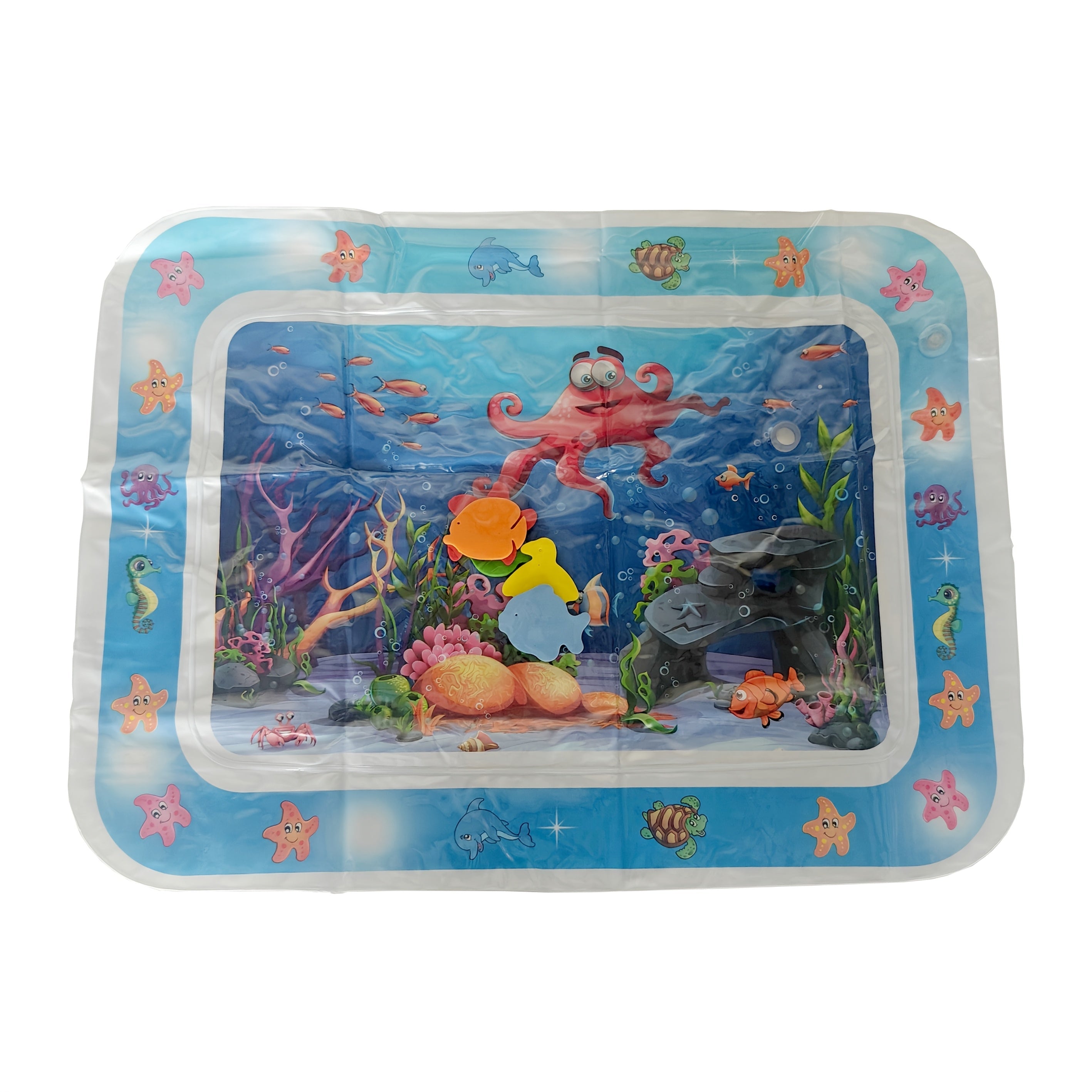 Kichkina suv matochaği 0-3 yoshlar uchun, qalinlashtirilgan PVC, interaktiv suv o'yin mato, ko'k va qizil