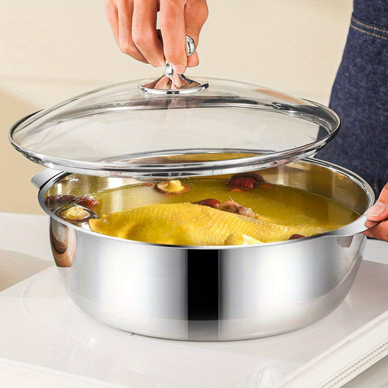 Набор из 8 кастрюль из нержавеющей стали с крышками, безопасных для микроволновки и плиты