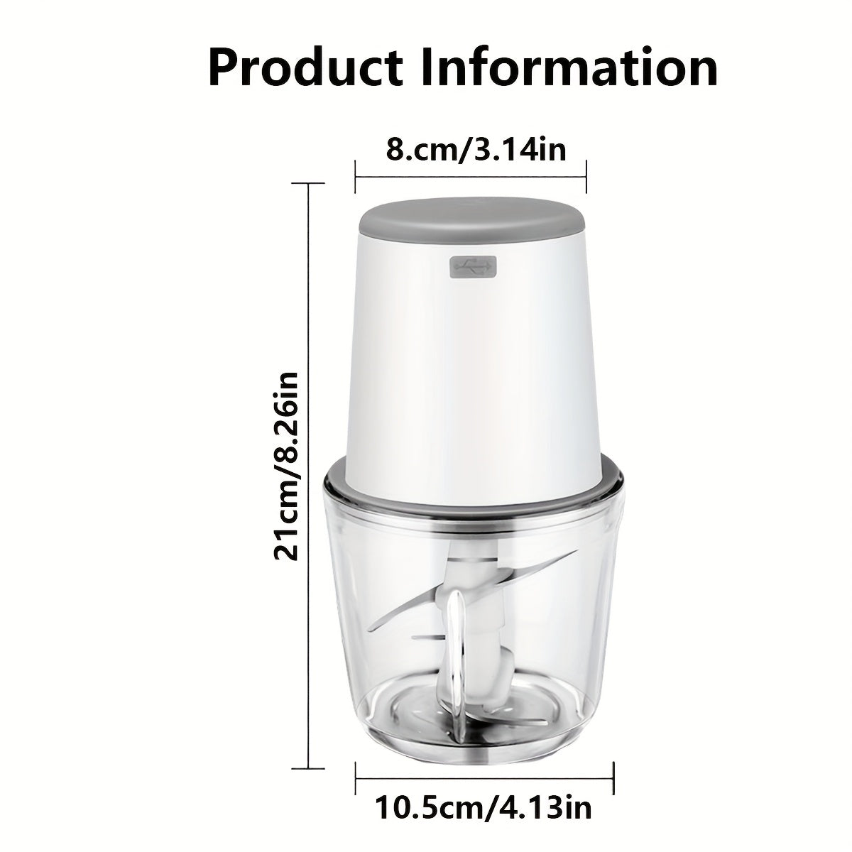 Procesador de alimentos de 600ml con carga USB, batería recargable de 1500mAh, picadora multifuncional para verduras, carne, frutos secos y hierbas