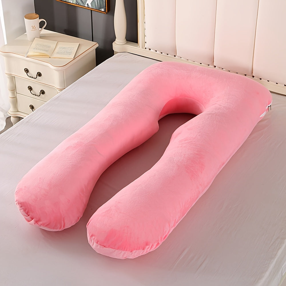 U-Shaped Maternity Pillow 114cm Soft Plush Support for Pregnancy Back and Abdominal Relief