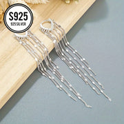 Hypoallergenic Silver Heart Tassel Earrings for Women Long Dangle Jewelry