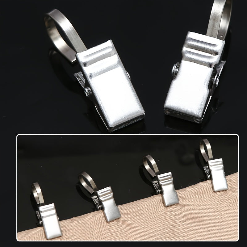 Stainless Steel Curtain Clips with Easy-Grip Carabiner Sets of 20 30 50 Shower Curtain Rings