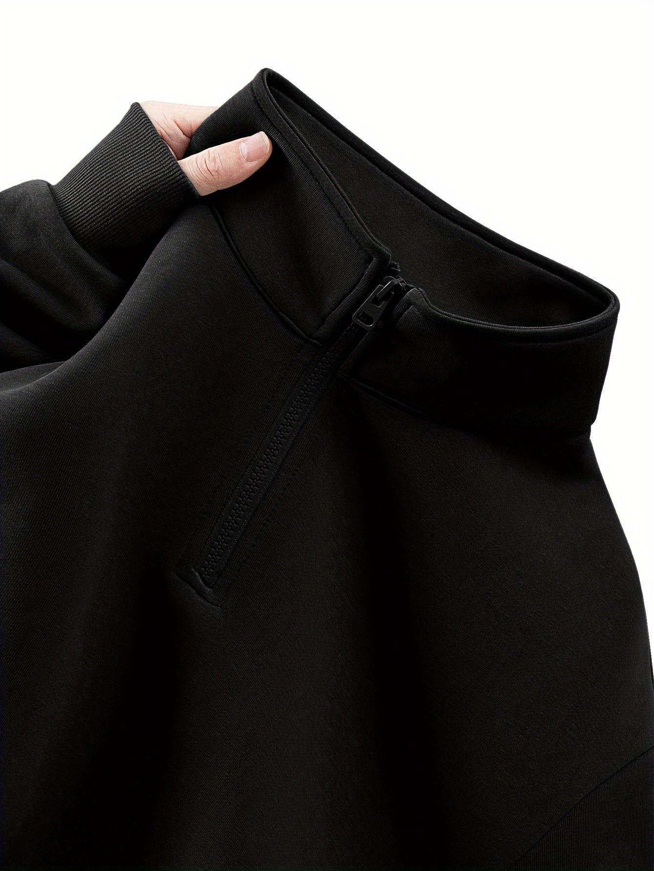 Men's Solid Color Knit Cotton Long Sleeve Half-Zip Pullover Sweatshirt Regular Fit