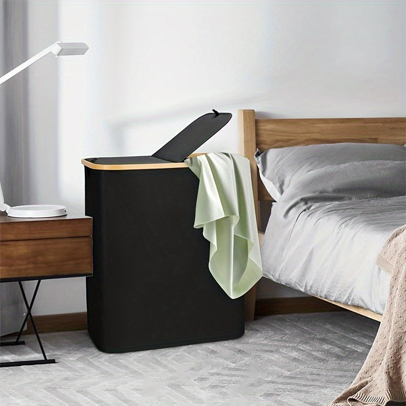 Gran cesta de ropa plegable con tapa y asas, capacidad de 150L para almacenamiento de ropa sucia