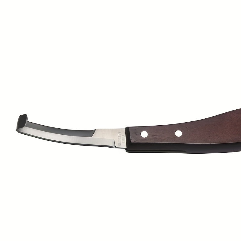 Right-Handed Double-Sided Heat-Treated Hoof Knife with Rubber Wooden Handle for Farrier Tools