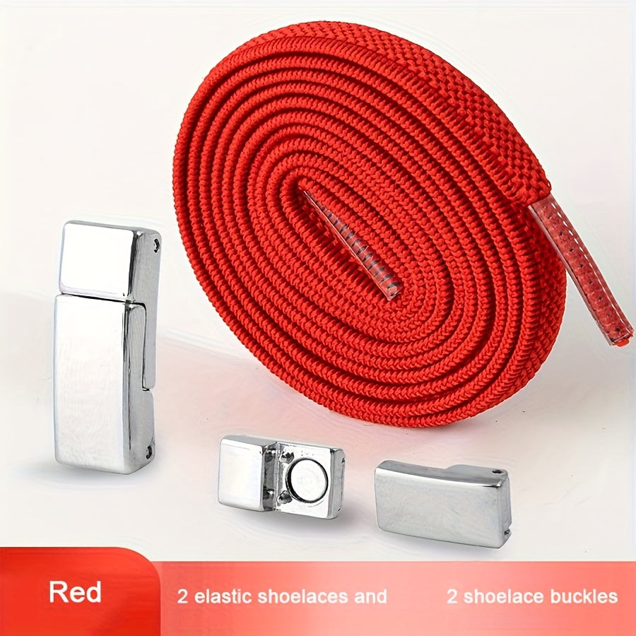 Unisex Metal Magnetic Shoelace Buckle Solid Color Elastic Lace Clip