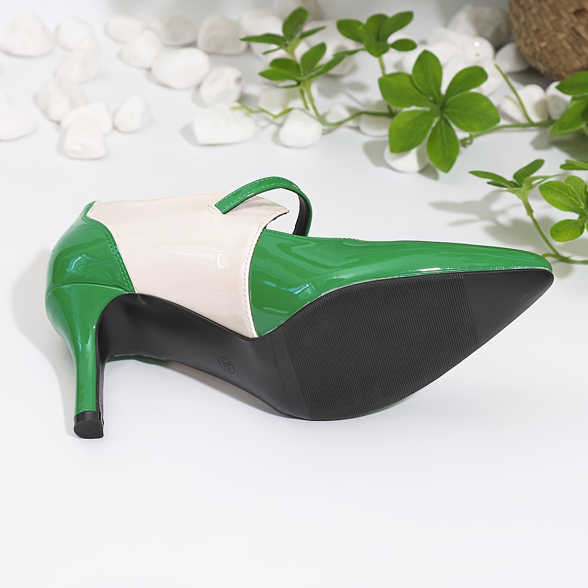 Women's Two-Tone Mary Jane High Heels Pointed Toe Stiletto