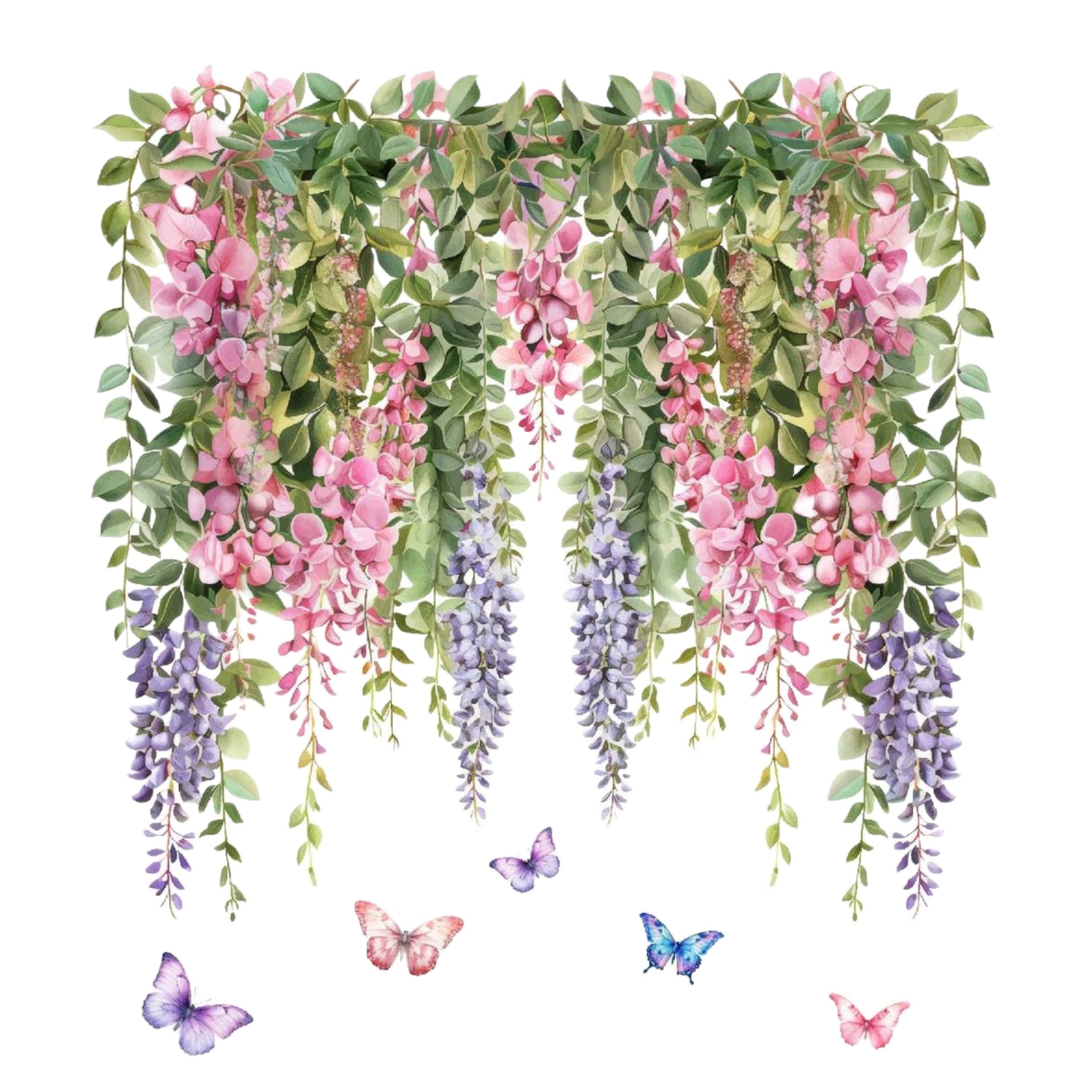 Pink and Purple Floral Window Clings Set for Glass Surfaces, No Glue Needed