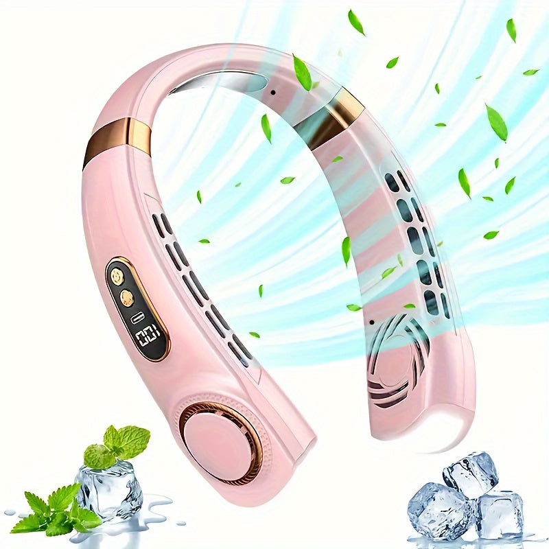 USB Rechargeable Wearable Mini Fan with LED Light, Portable Personal Cooling