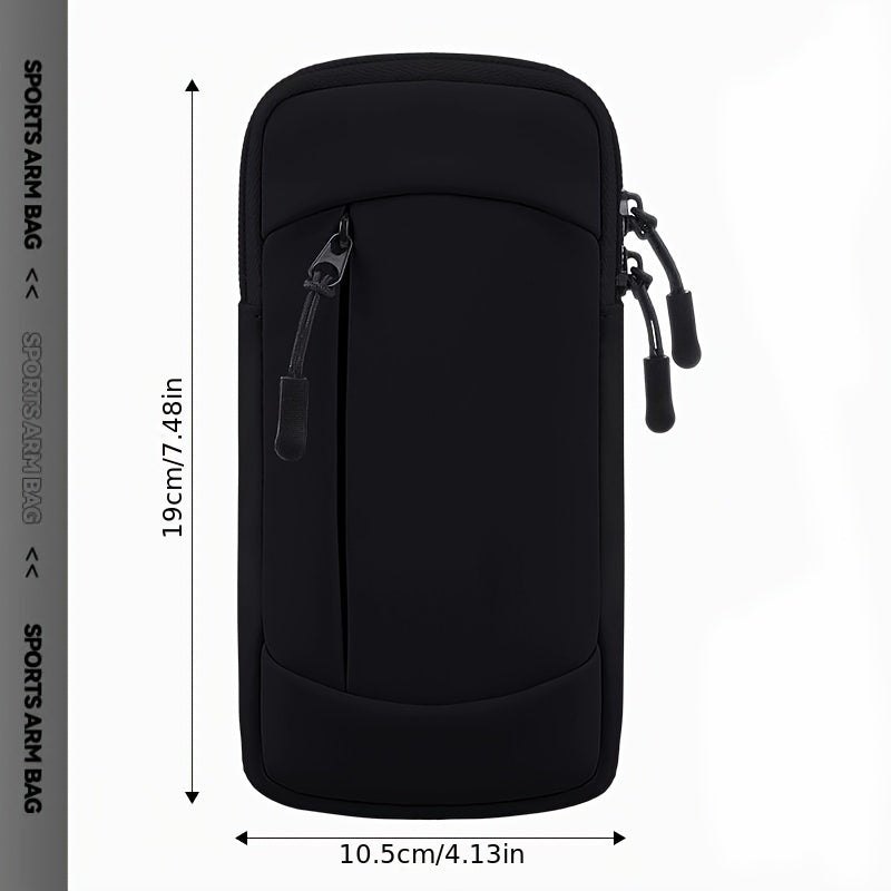 Waterproof Arm Phone Bag Polyester Fiber Zipper Closure for Running Hiking Fitness Adjustable Wristband Mobile Pouch