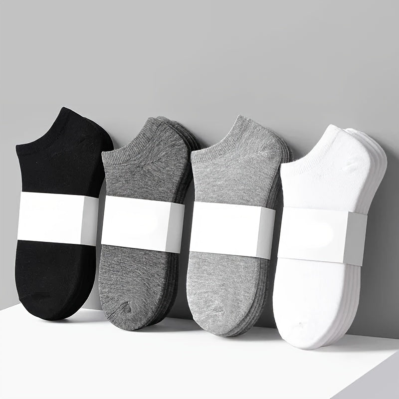 Men's Thin Black Winter Socks White Boat Socks Sweat-Absorbing Deodorant Sports Socks Set