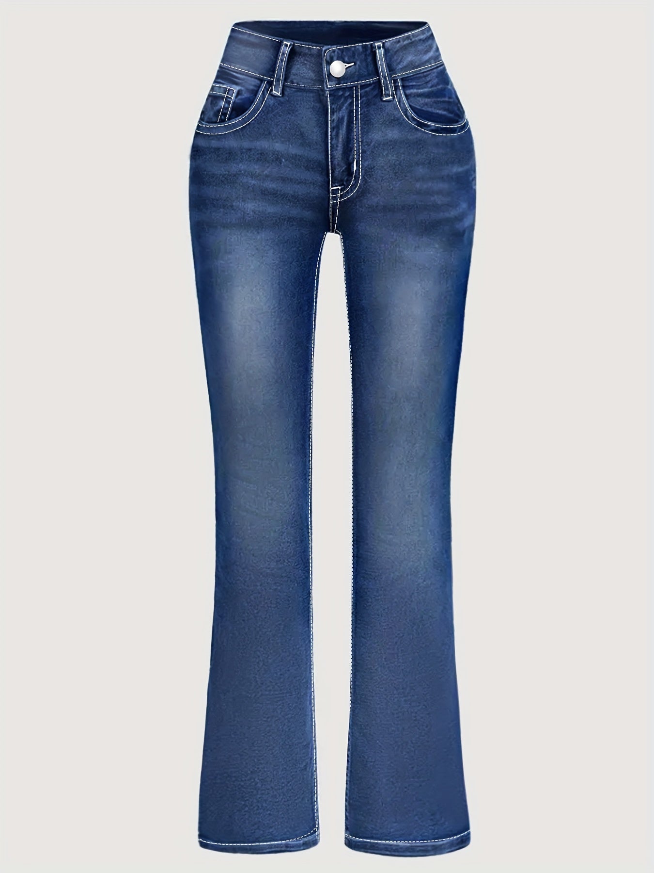 Women's High Stretch Denim Jeans Embroidered Cow Floral Flare Leg All-Season