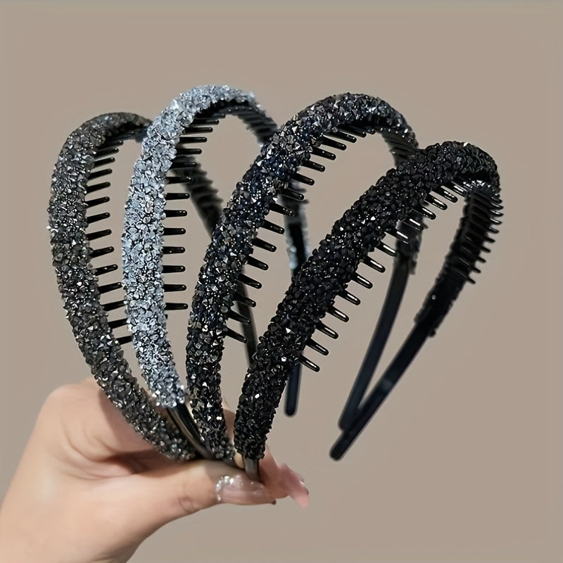6-Piece Rhinestone Headbands for Teens Non-Slip Resin Hair Accessories Casual All Seasons