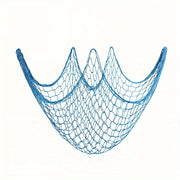Nautical Blue Fishing Net Wall Decor with Seashells for Ocean-Themed Events