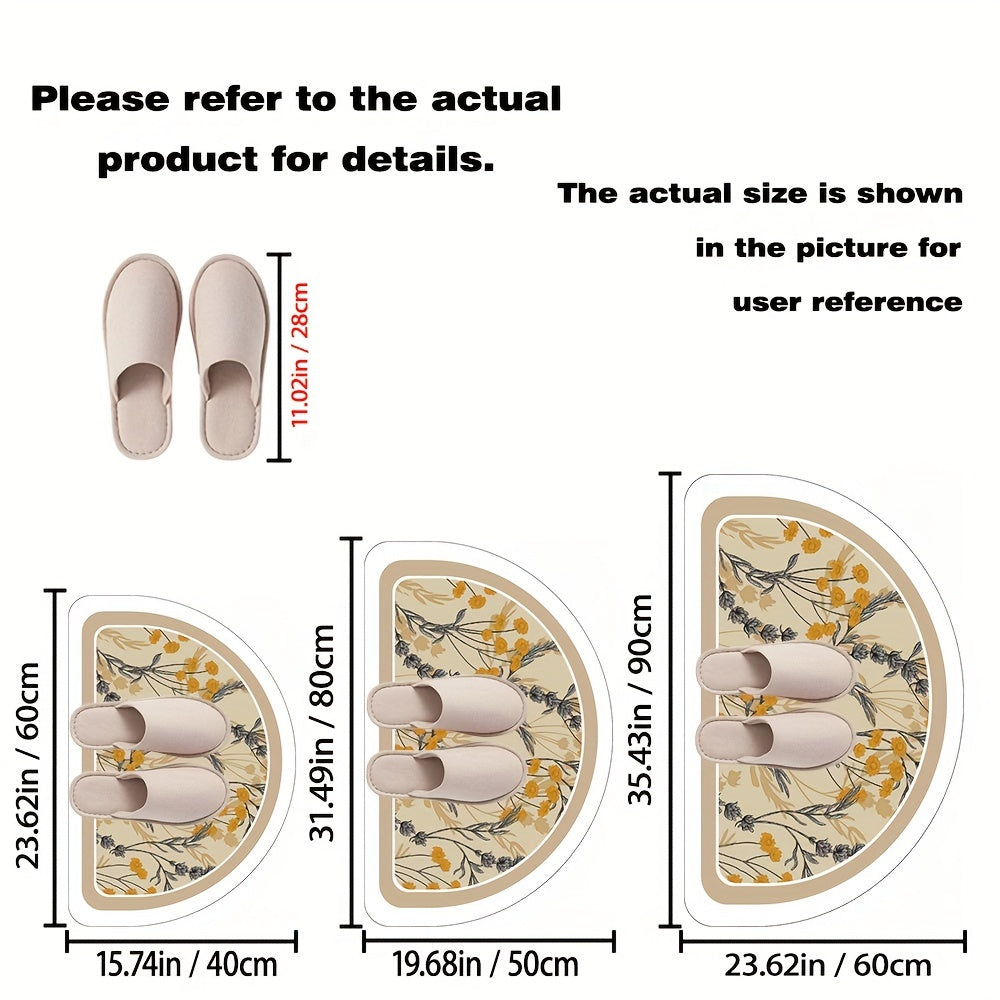 Floral Wreath Decorative Mat Non-Slip Rug for Bathroom Entryway Kitchen